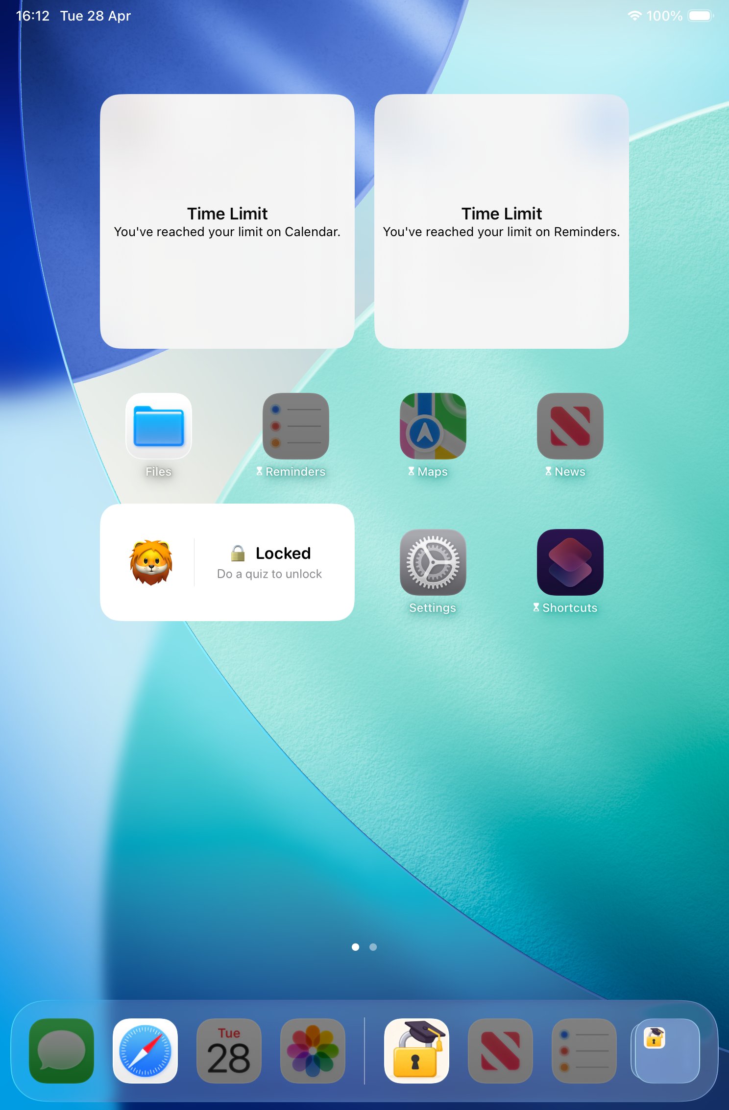 iPad locked — apps blocked