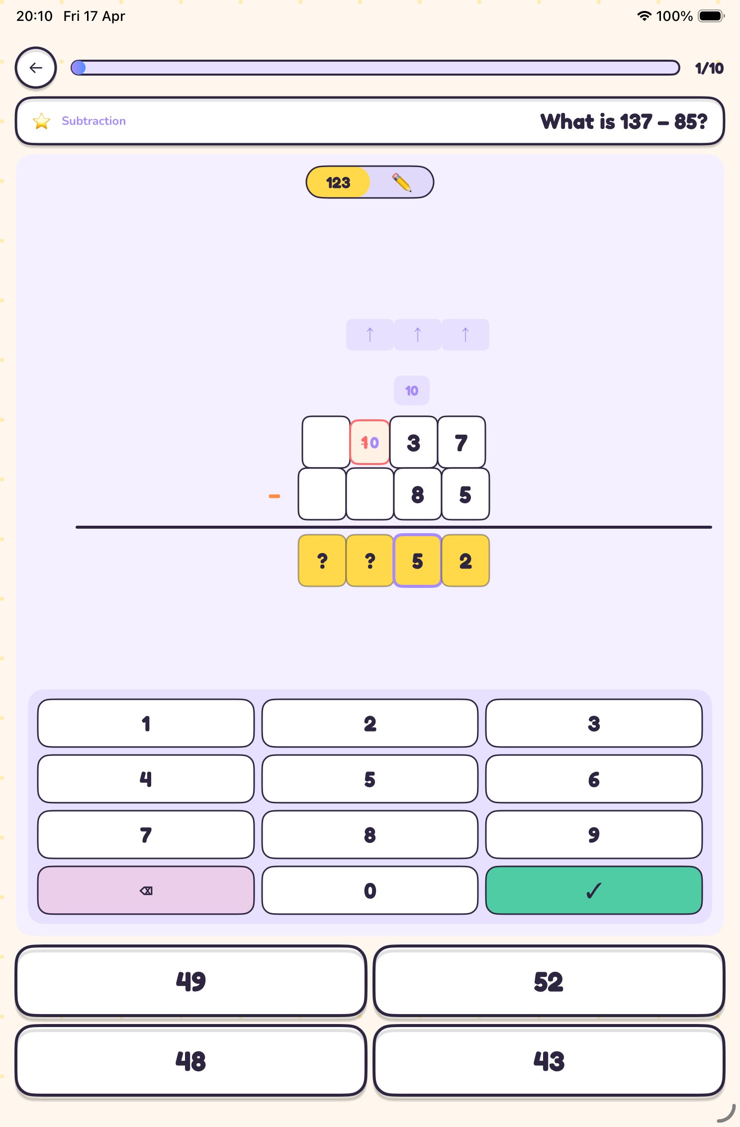 Column method subtraction